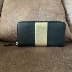 Kate Spade Cedar Street Lacey Racing-stripe Wallet-Black/Gold